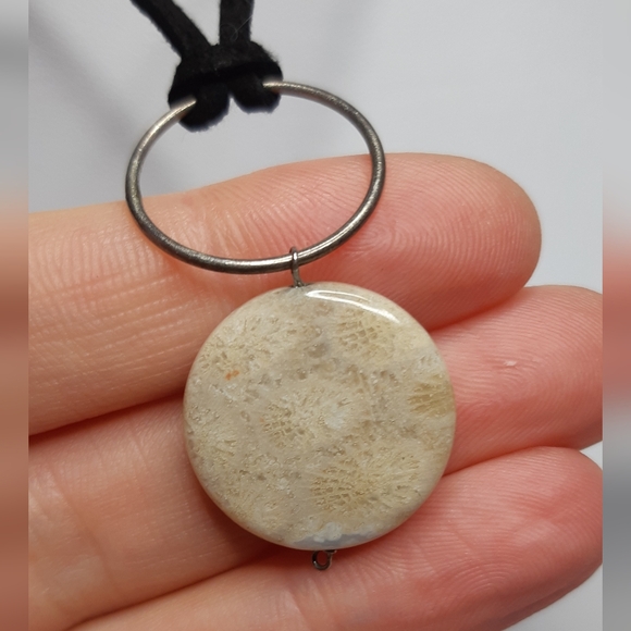 Fossilized Coral with Sterling Silver Wire Necklace - Picture 4 of 8